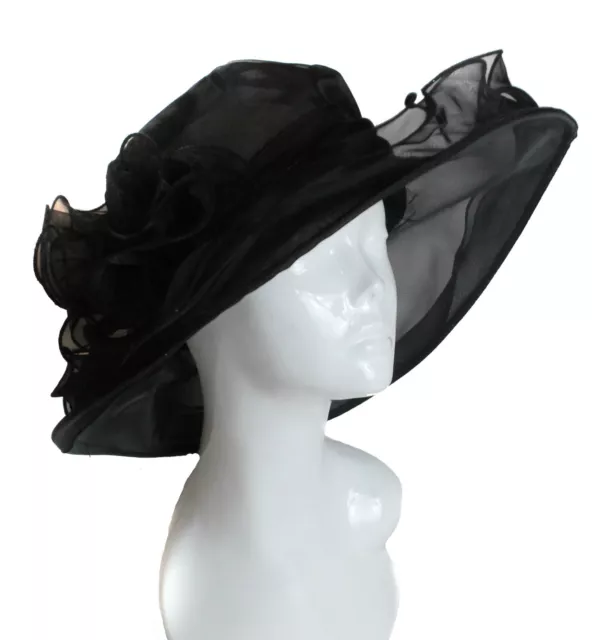 Large Hat Fascinator Weddings Ladies Day Race Royal Ascot Hatinator Brim Organza