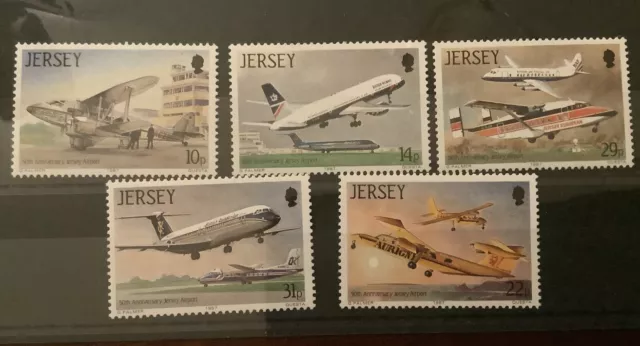 Jersey stamps QEII 50th Anniversary Jersey Airport 1987 Aviation Mint