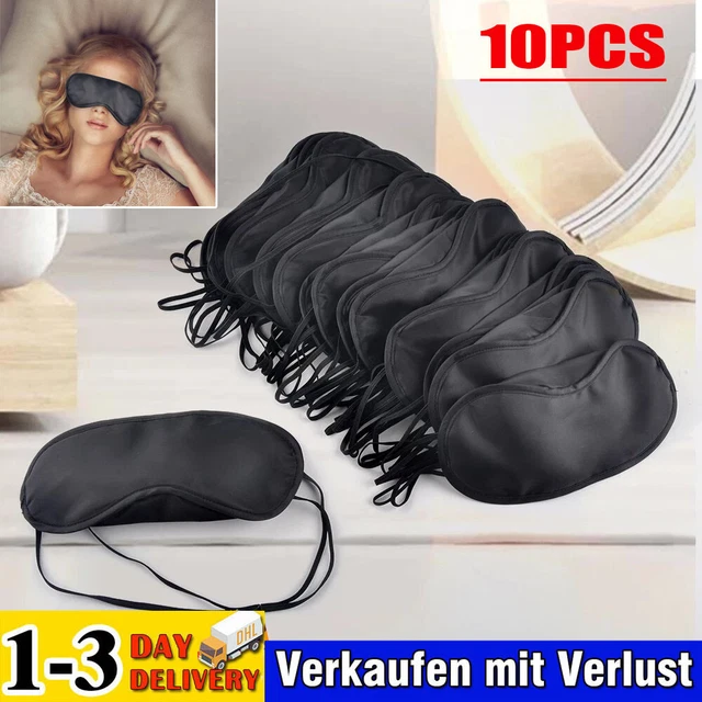 10x Schlafmaske Herren - Damen Seide Verstellbar Brille Augen Reise Augenbinde