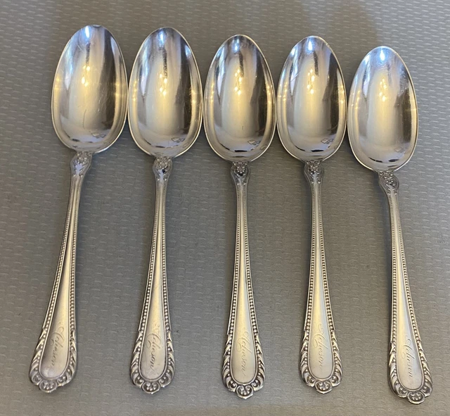 antique Gorham Winthrop 1896 TABLESPOON SET 5 Silver Electro Plate 8.75" Acheson