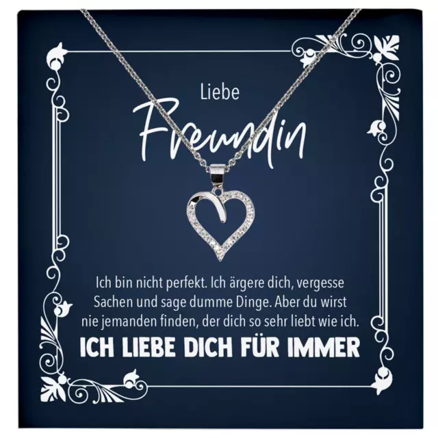 Jahrestag Geschenk Freundin Romantisch Frauen Silberschmuck Karte Herz Halskette