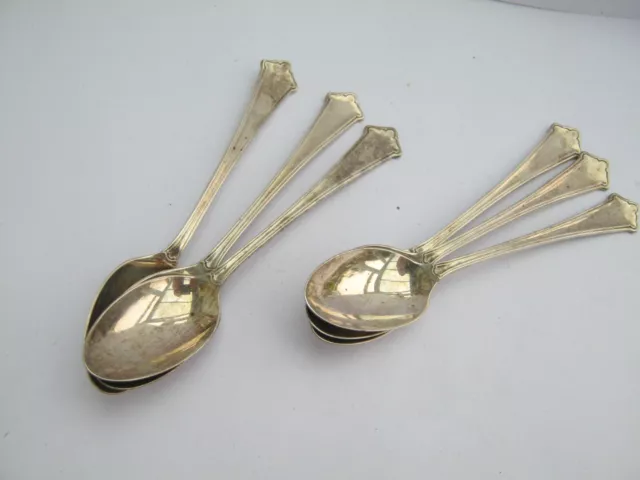 Birmingham 1933 Sterling Silver  Set Of 6  Art Deco Tea Spoons By Elkington & Co