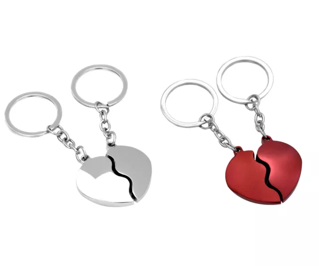 Schlüsselanhänger Herzhälften Partnerschlüsselanhänger Herz mit Gravur Heart Rot
