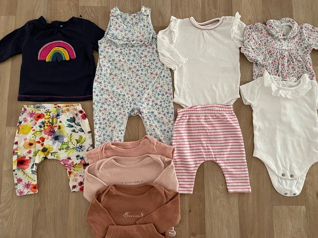 Baby Girl 0-3 months Tops Bottoms Dungarees Bundle NEXT Marks & Spencer Nutmeg