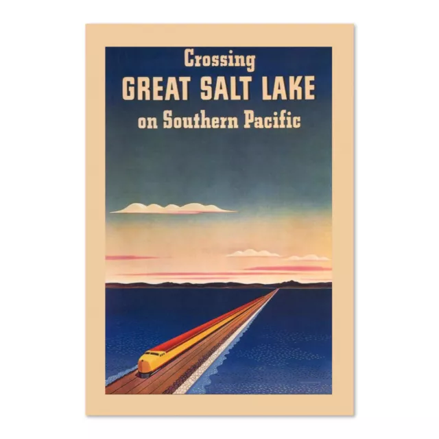 1940 Great Salt Lake Southern Pacific Vintage Style Train Travel Poster