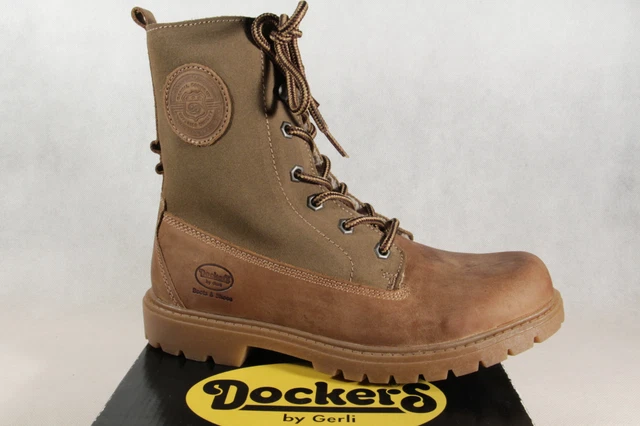 Dockers Femmes Bottes Bottines Bottes D'Hiver Kaki Cuir Véritable Neuf