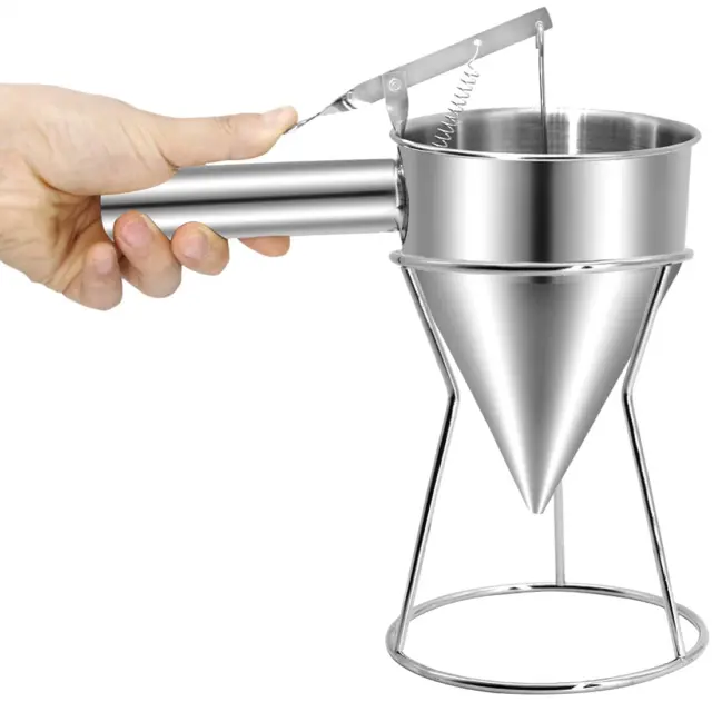 Piston Funnel Stainless Steel Confectionery Funnels With Stand Batter Dispenser