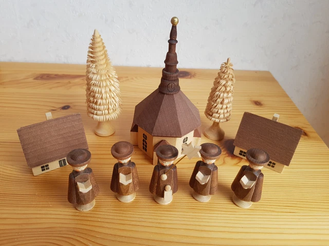💖Kurrendesänger mit Seiffener Kirche und Tannenbäumen Erzgebirge Konvolut💖#850