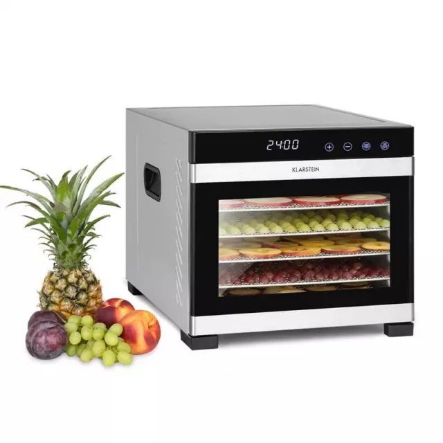 Dehydrator Food fruit dryer kitchen 4 shelves 550-650W LCD Display 360° - Silver