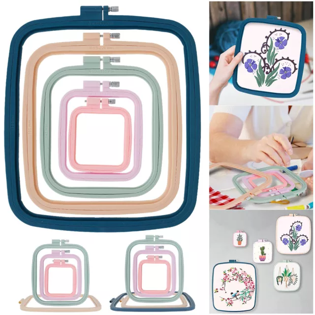 4/5Pcs Square Embroidery Hoops Plastic Cross Stitch Hoops Reusable Frames◔