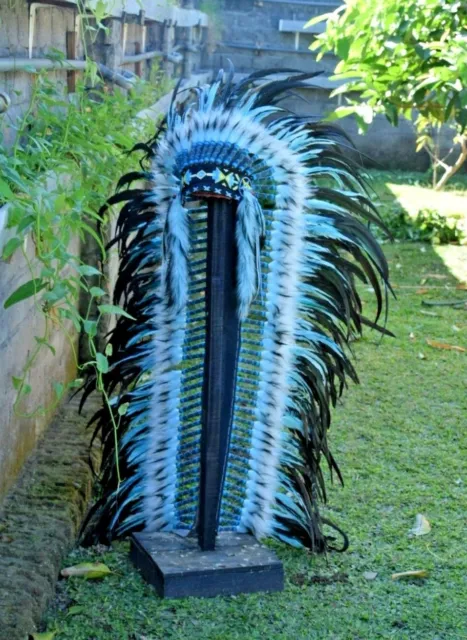 Chief Large Monte Hat Real Feather Headband Indian Headdress Warbonnet Handmade