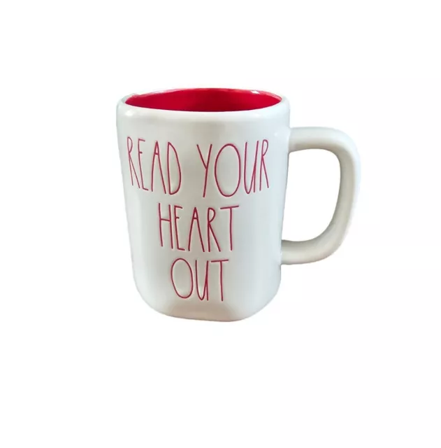 Rae Dunn Read Your Heart Out Coffee Cup Mug Magenta 189 Artisan Collection HTF