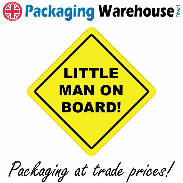 Little Man On Board / Baby On Board Car Sign – Yellow, Suction Cup, UK Made