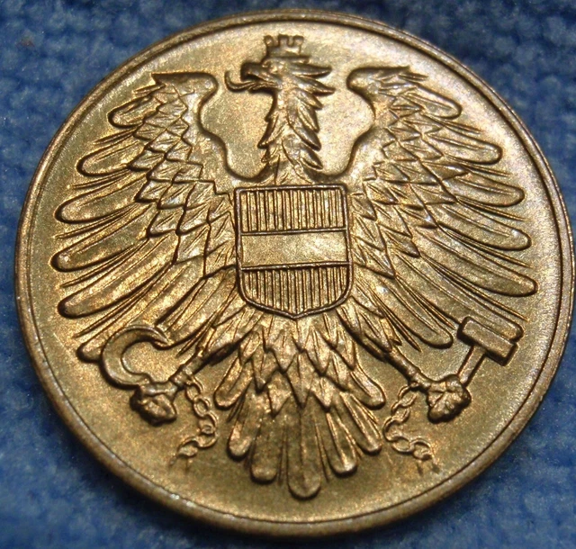 1954 Austria 20 Groschen Aluminum Bronze BU Uncirculated Imperial Eagle Hammer