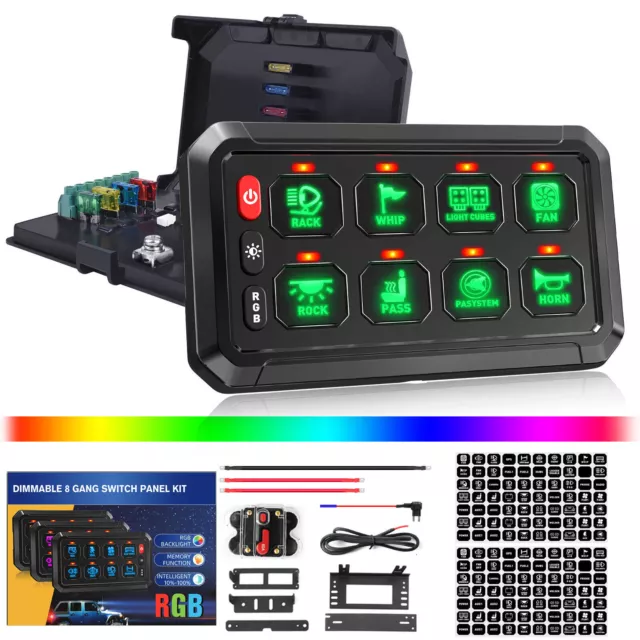Panel de interruptor LED RGB 8 velocidades control de circuito LED de encendido y apagado para Jeep todoterreno UTV marino 2