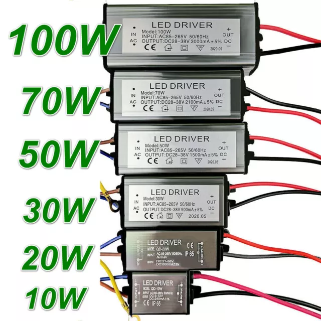 Waterproof LED Chip Driver Power Supply Transformer 10W 20W 30W 50W 100W IP65