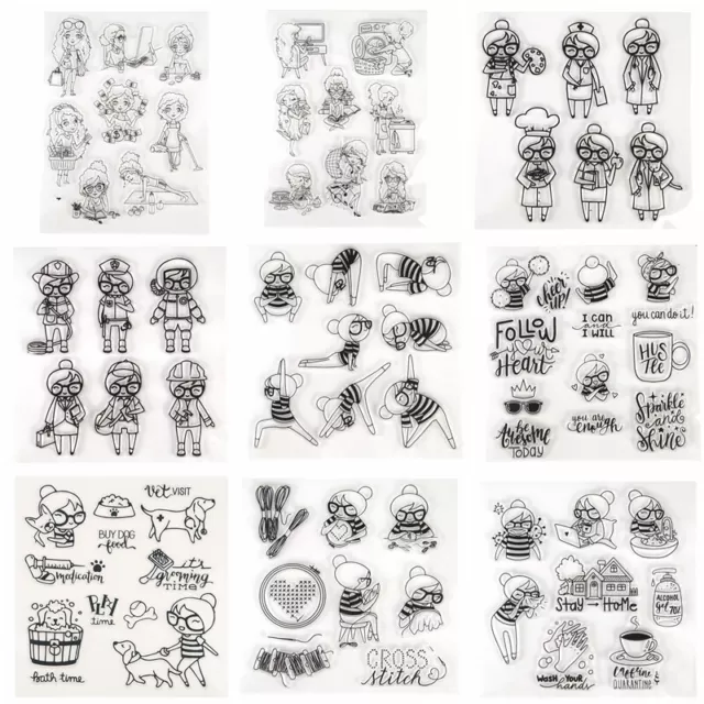 Glasses Girls Clear Rubber Stamps Stamping for DIY Craft Album Stencil Gift Card