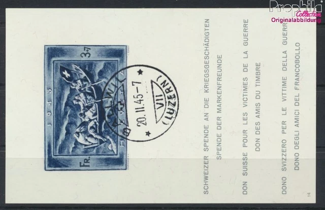 Suisse Bloc 11 oblitéré 1945 suisse don (9909965