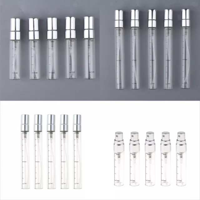 10 x 5ml/10ml Empty Clear Glass Perfume Fragrance Spray Bottles Vial w/ Scale 2