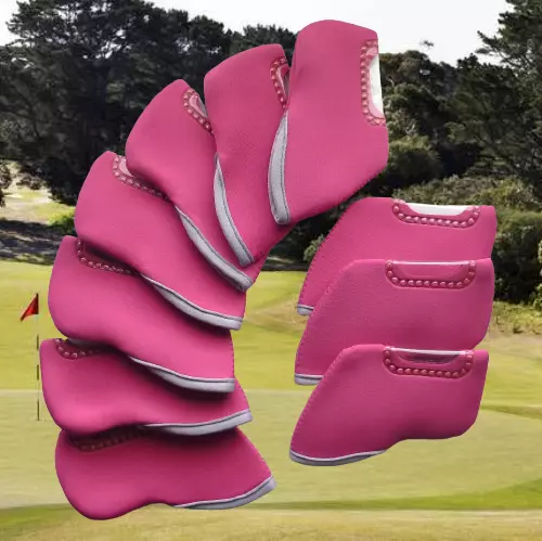 10 X Golf Iron Covers Fit Mizuno Ping Callaway Cobra Protect Club bag W/P Pink