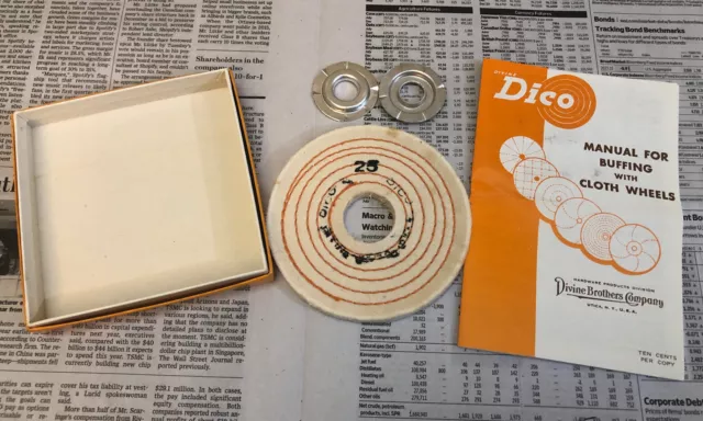 Dico 4” No 25 buffing wheel spiral sewn NOS 1/2 bore Devine Brothers