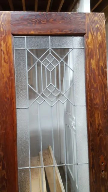 Pine and Leaded Textured Diamond Pattern Full View Glass Interior Door 8