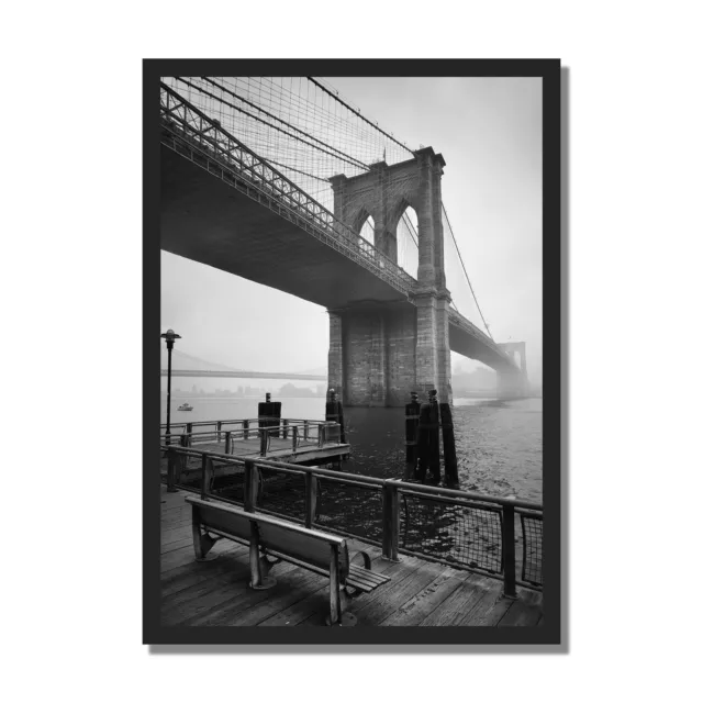 Wandbild New York City Brooklyn Bridge 50 x 70 cm - Bild mit Rahmen - Wohnzimmer