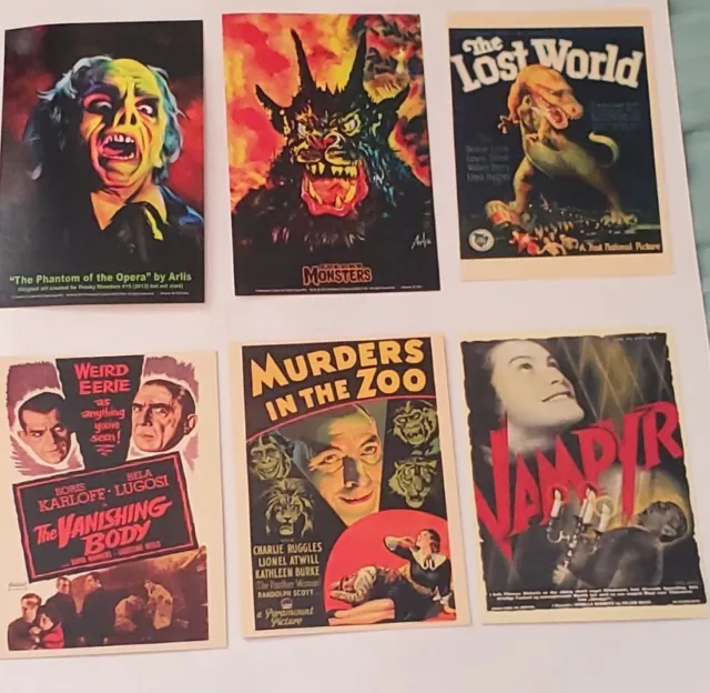 Classic Monsters Lot Of Six Postcards, Freaky Monsters, Phantom Of The Opera