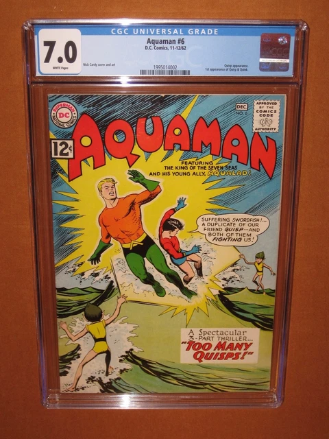 Aquaman #6  CGC 7.0 (it looks better!) WHITE pages! 1962 12 HD pix Ships INSURED