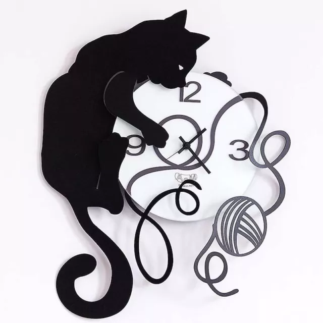 Arti & Mestieri, Orologio Gatto con Gomitolo nero, Acciaio