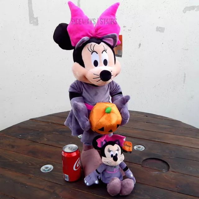 DISNEY CAT MINNIE 24" HALLOWEEN GREETER & SMALL PLUSH matching set rare 2019 new