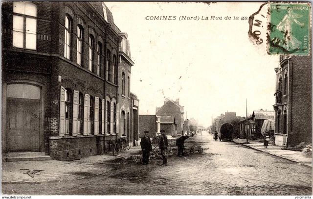 S12134 cpa 59 Comines - La rue de la Gare
