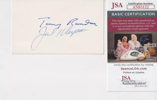 The Odd Couple (Jack Klugman & Tony Randall) signed 3x5 index card JSA