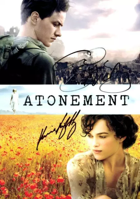 ATONEMENT MOVIE CAST x2 SIGNED PHOTO POSTER 12"X8" A4 James McAvoy K. Knightley