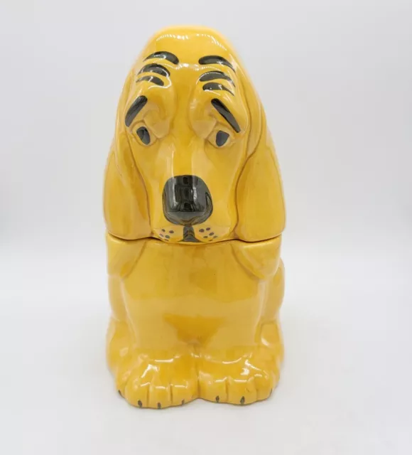 Vintage Basset Hound Puppy Dog Doranne Of California J-1 Yellow Treat Cookie Jar