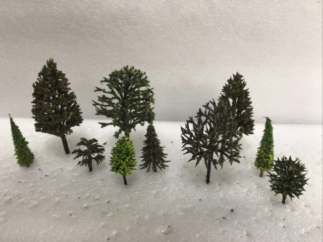 OO/HO Scale   Set Of 10 Trees , Forest, Foliage, Scenery,  Mix Tree Types VJK772