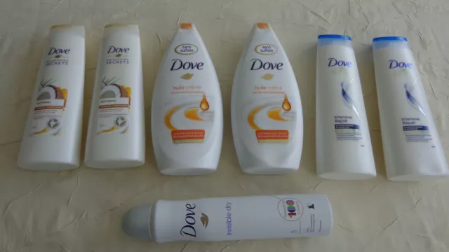 DOVE : lot 2 douches soin huile-crème + 4 shampooings cheveux abîmés + 1 déo