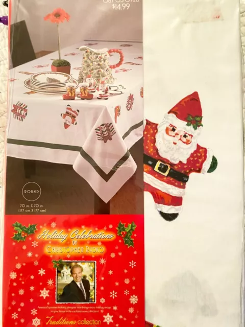 Christopher Radko ~ Celebración de vacaciones ~ Santa Claus ~ Mantel de Navidad ~