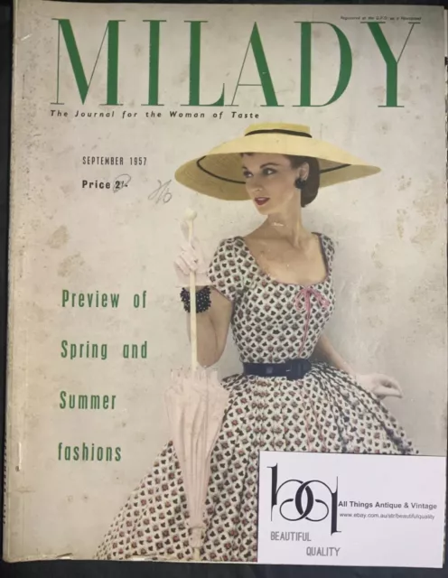 VINTAGE MILADY FASHION Magazine From South Africa September 1957