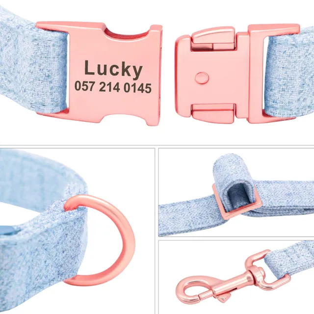 Collare personalizzato E Guinzaglio in Nylon Fiocco cane per Cani Gatti Blu Rosa 9