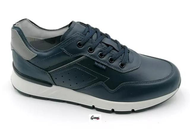 Scarpe uomo Nero Giardini E400192U sneakers leggere sportive casual pelle blu PE