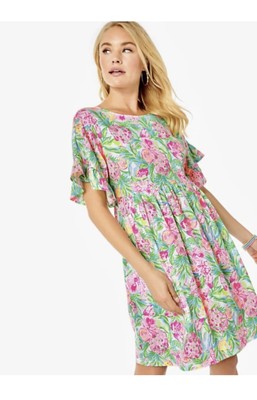 NWT Lilly Pulitzer Tiltson Resort White Pear Necessities Swing Dress New Size S