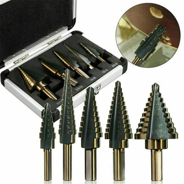 6pcs Step Drill Bit Set HSS Cobalt Multiple Hole 50 Sizes High Speed Step Drill