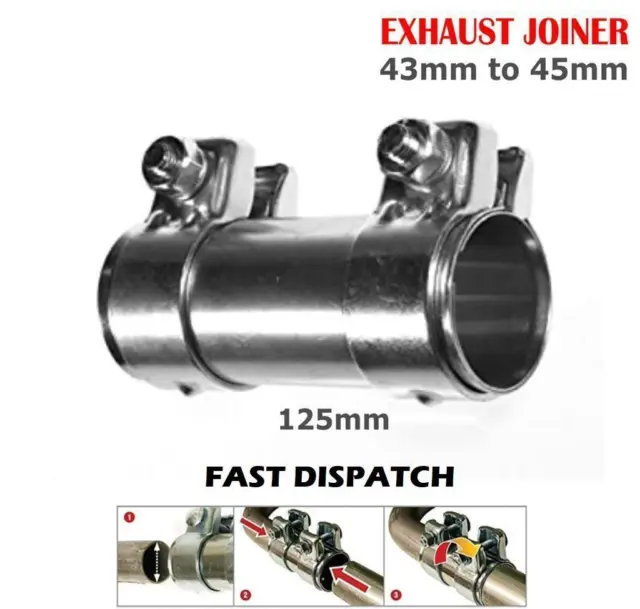 Exhaust Pipe Connector Joiner Strong Clamp 45mm To 48mm / 90m Sleeve Repair