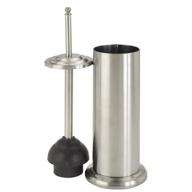 Stainless Steel Trash Can, Plunger, And Toilet Brush Iron Collection Set 2 lbs