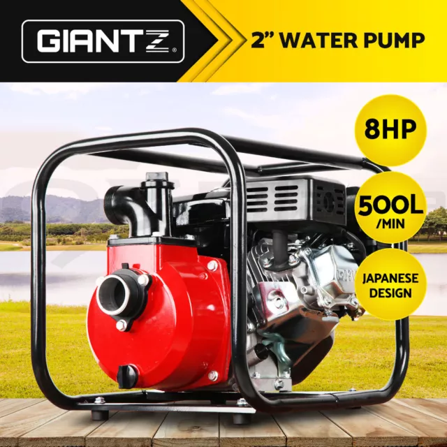 Giantz Petrol Water Pump 2" High Flow Transfer Fire Fighting Irrigation 30m Lift