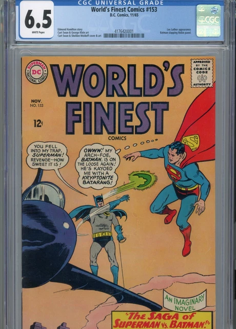 Worlds Finest Comics #153 Solid Grade Cgc Batman Spanking Robin Panel Swan Cover