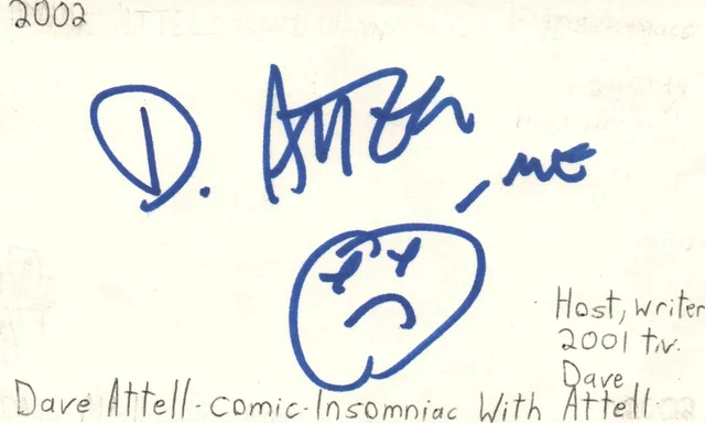 Dave Attell Comedian TV Host Movie Autographed Signed Index Card JSA COA