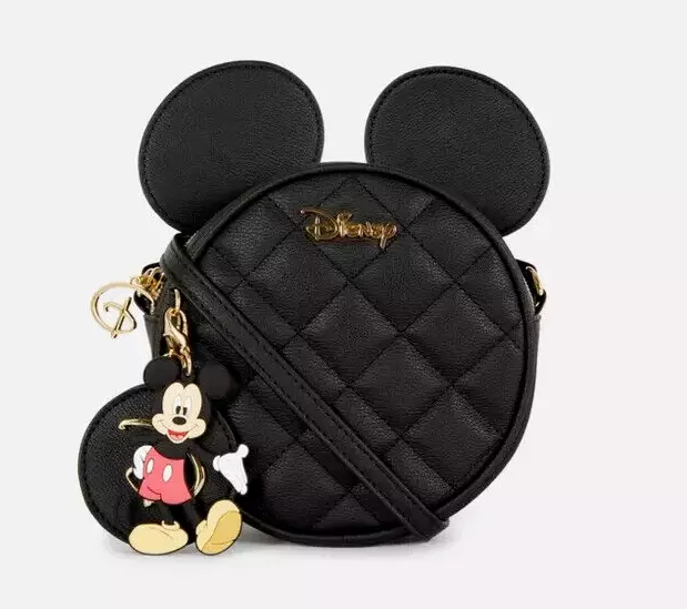 Nwt Disney Mickey Mouse Head 3D Ears Quilted Crossbody Bag Purse Black