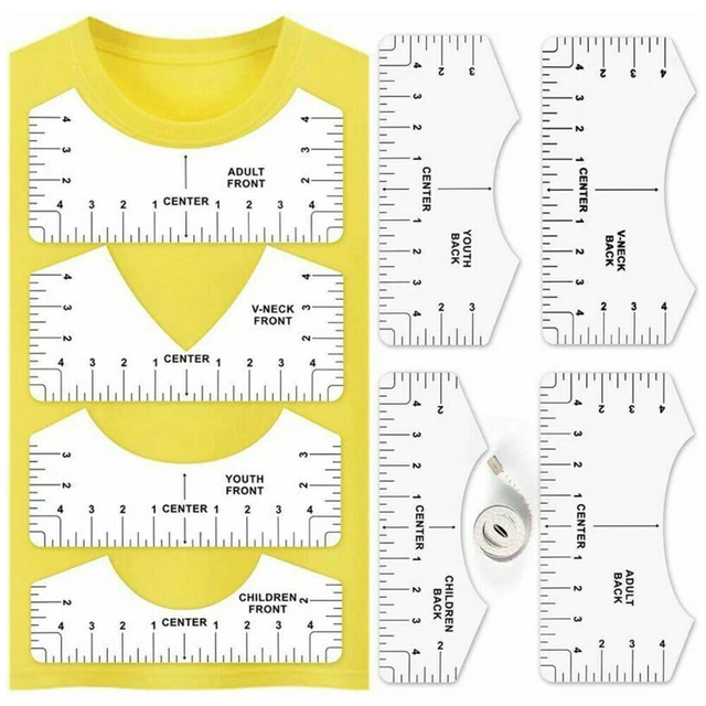 Juego de 9 reglas de alineación de vinilo para camiseta hágalo usted mismo guía de centrado para silueta de Cricut